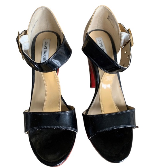 Steve Madden Casita black, brown, and tan chunky heel shoes, size 9 - Picture 7 of 14